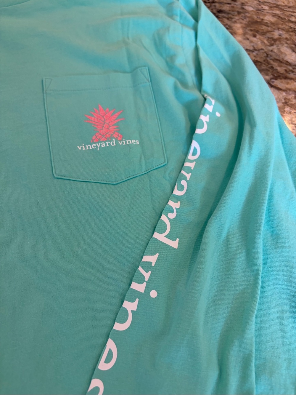 Vineyard Vines Turquoise Cotton Crewneck Tee with White Logo - NEW NO TAGS